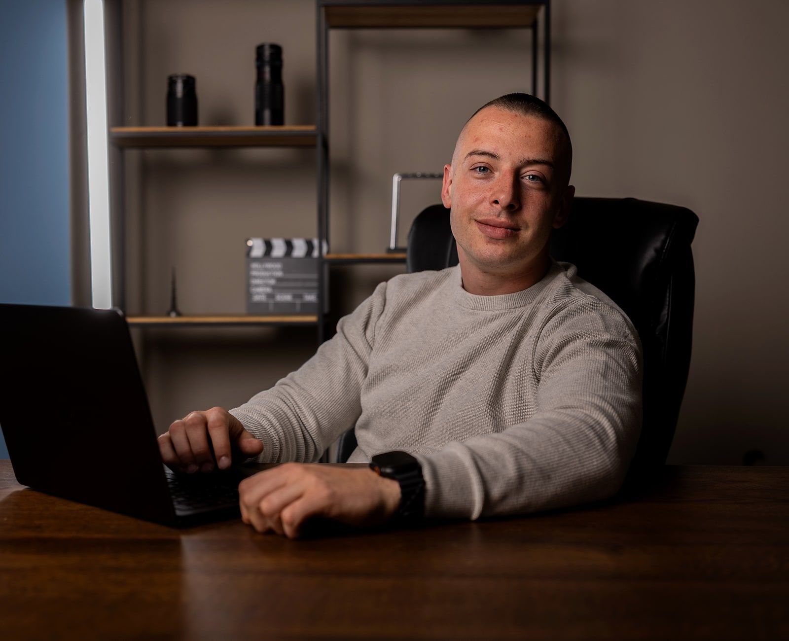 Dušan Stepanov at his desk, mid-work